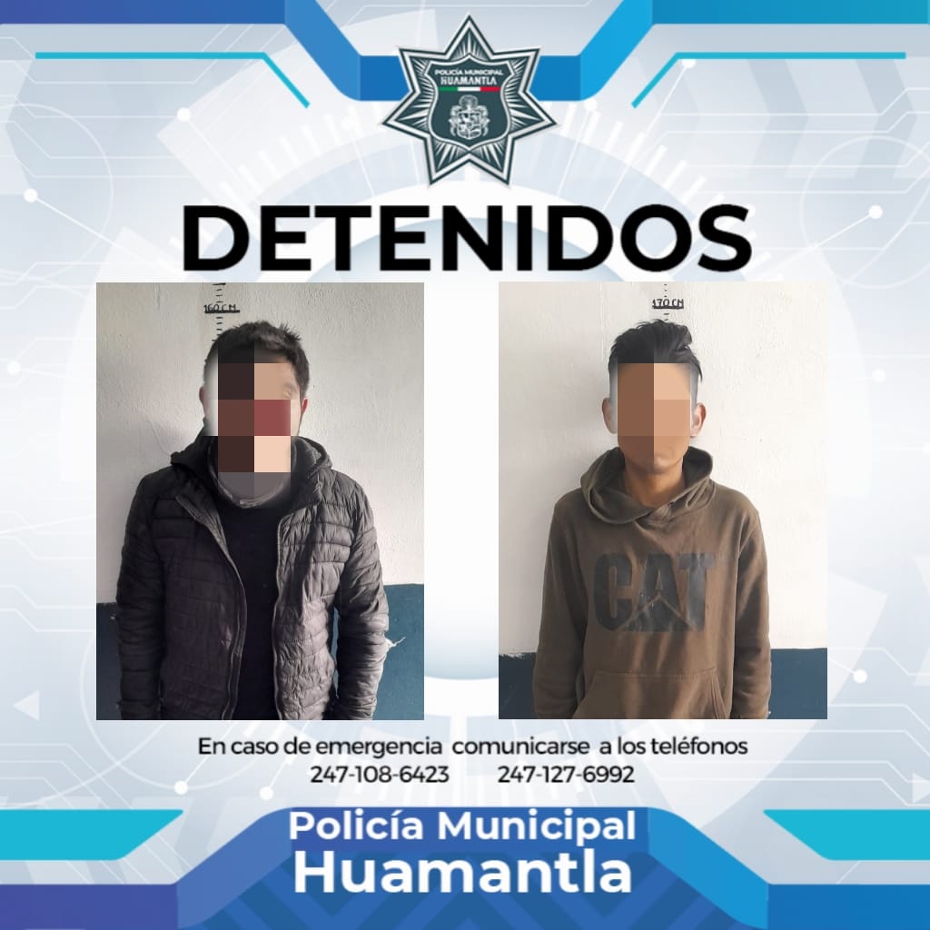 Detiene Policía de Huamantla a dos sujetos señalados por el delito de allanamiento de morada